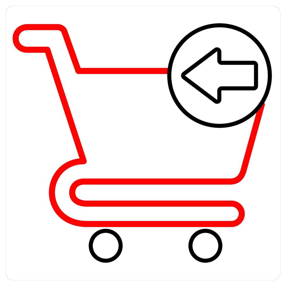 Recieved Cart Item icon concept in red line color vector
