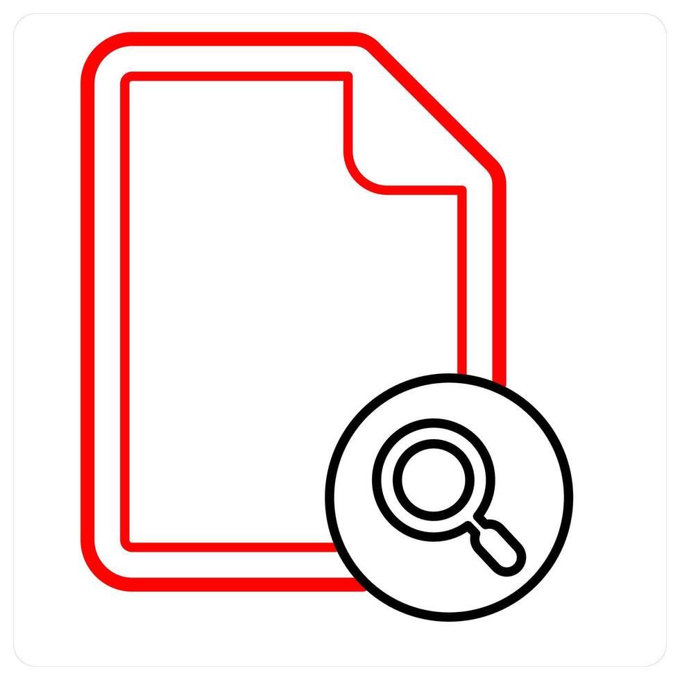 Search File icon concept in red line color vector