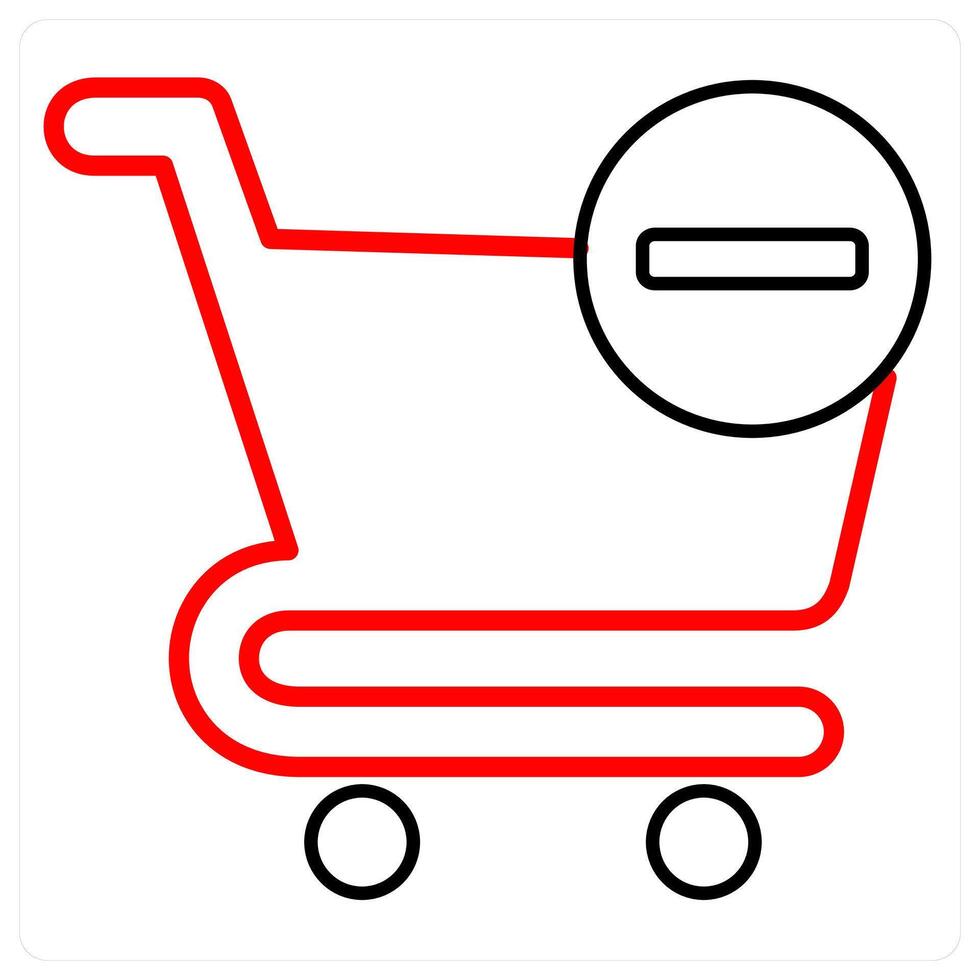 Remove From Cart icon concept in red line color vector