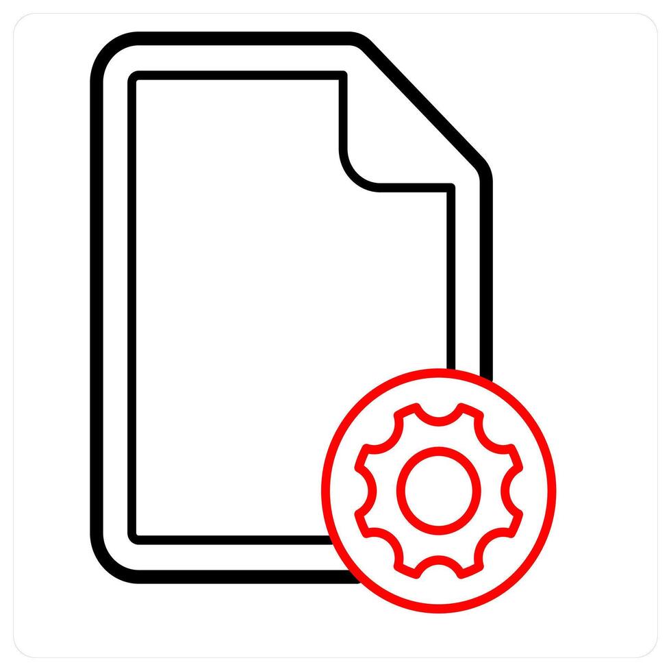 File Setting icon concept in red line color vector