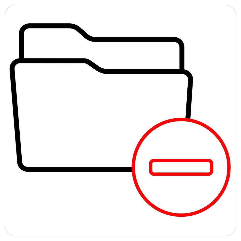 Remove Folder icon concept in red line color vector