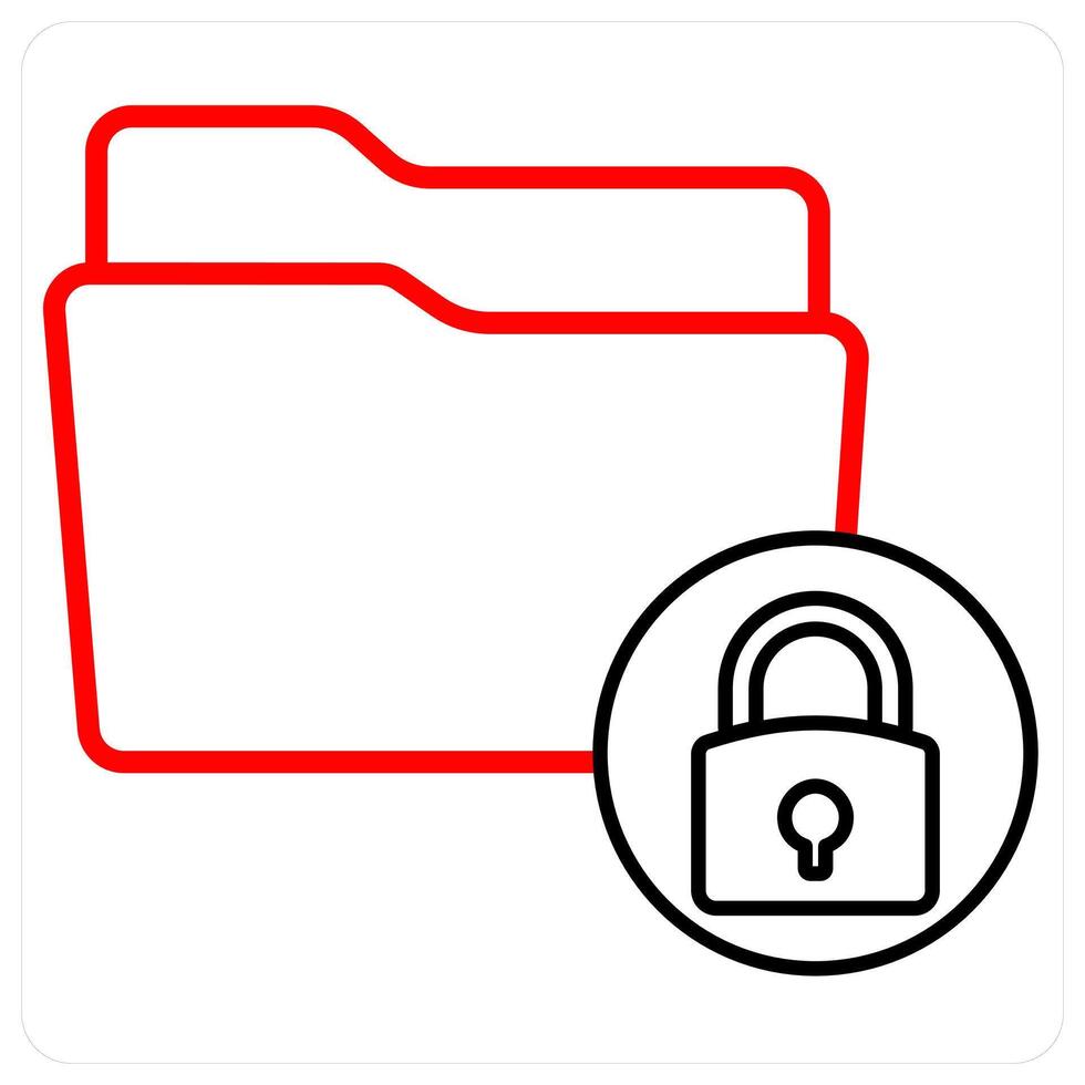 Folder Security icon concept in red line color vector