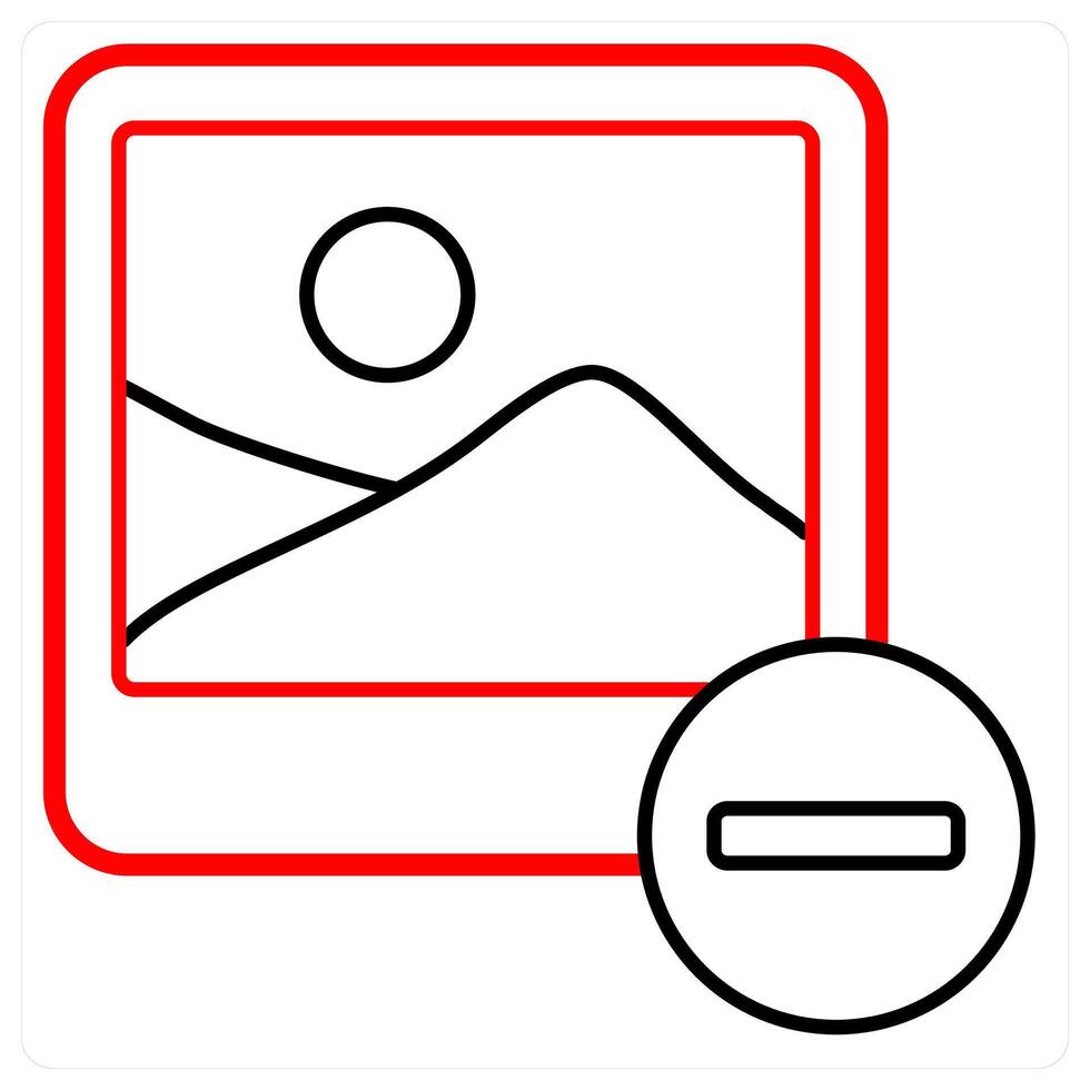 Remove Image icon concept in red line color vector