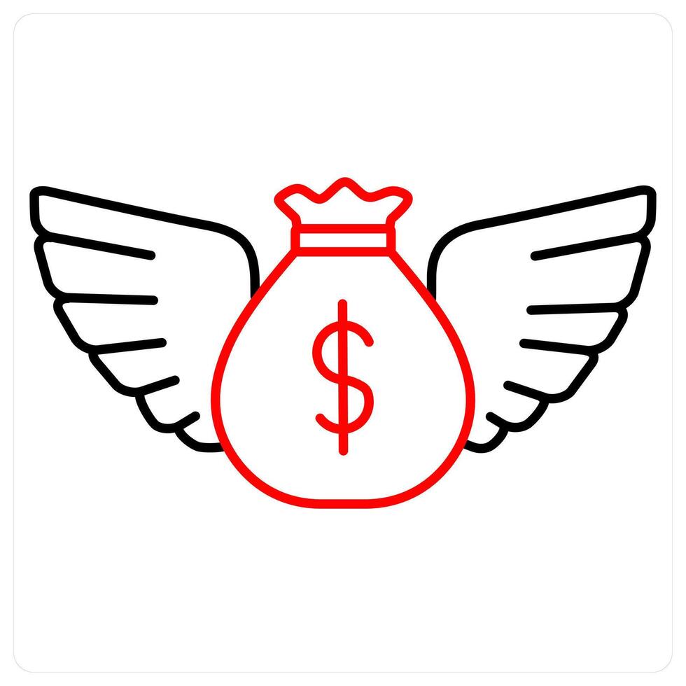 Loan icon concept in red line color vector