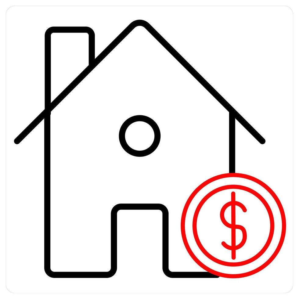 Home Loan icon concept in red line color vector