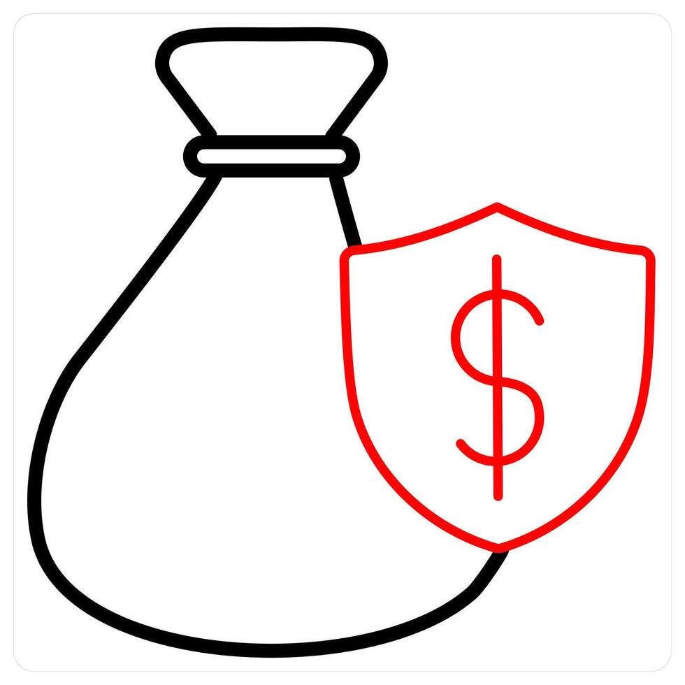 Investment Insurance icon in red line color vector