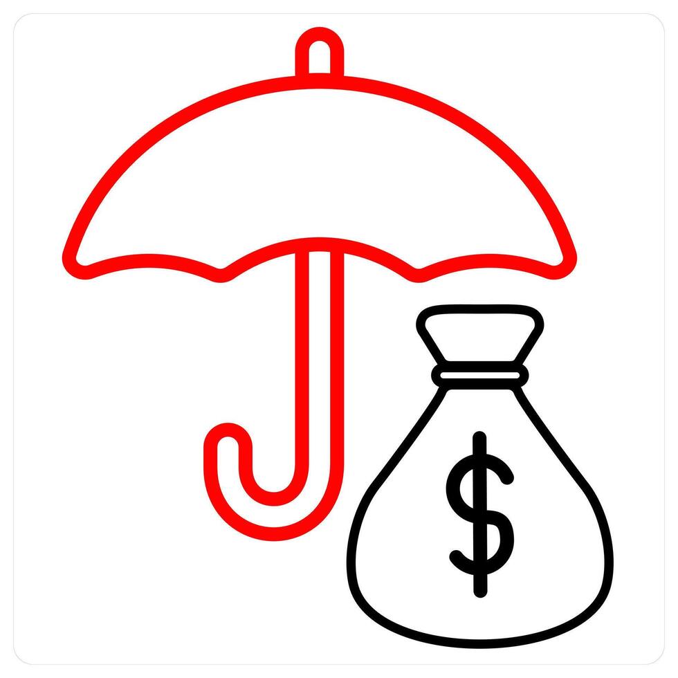 Investment Insurance icon concept in red line color vector