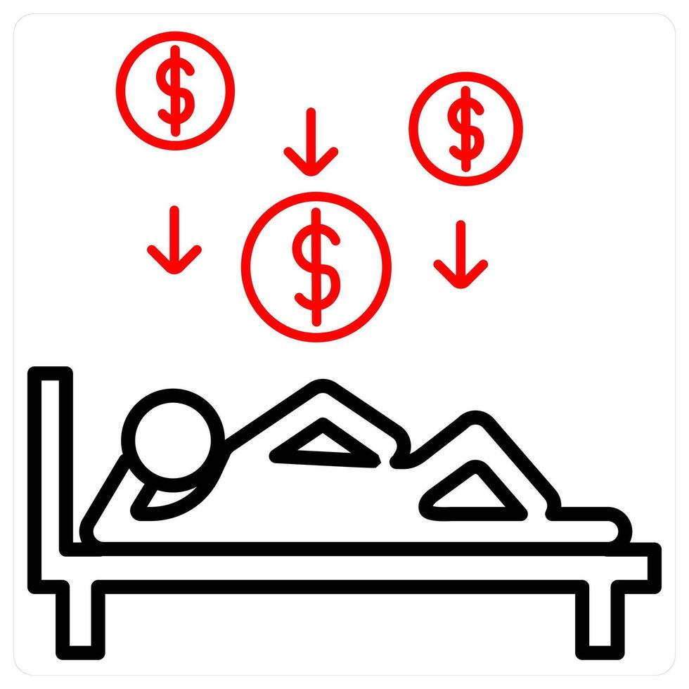 Passive Income icon concept in red line color vector