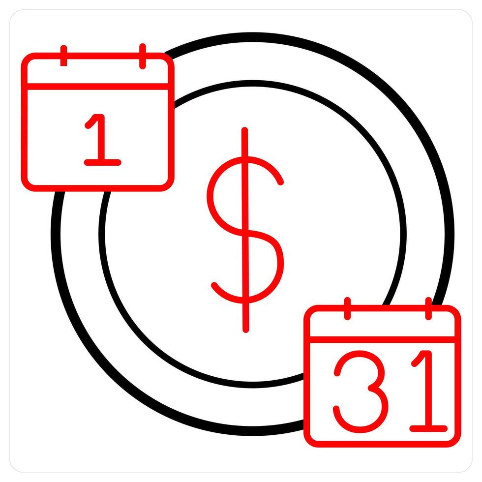 Loan Time icon concept in red line color vector