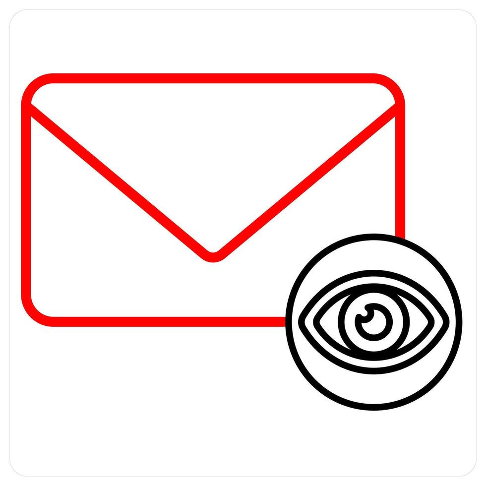 View Mail icon concept in red line color vector