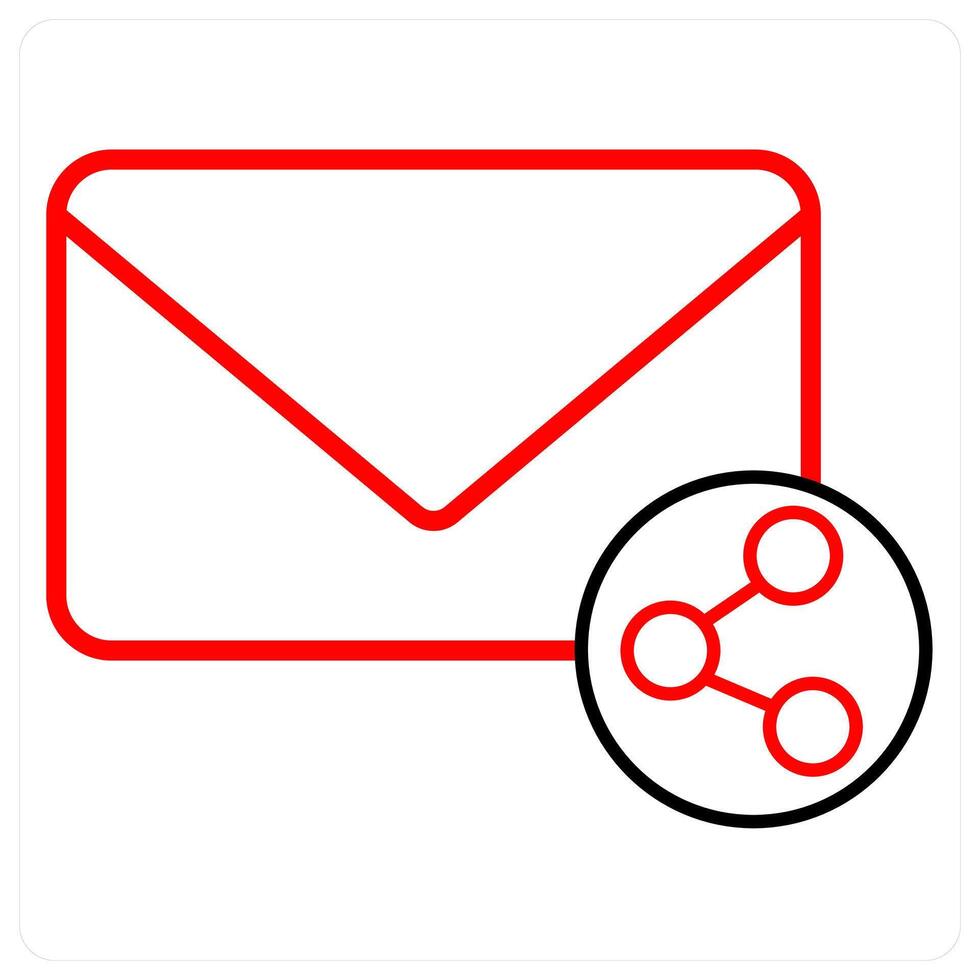 Share Mail icon concept in red line color vector