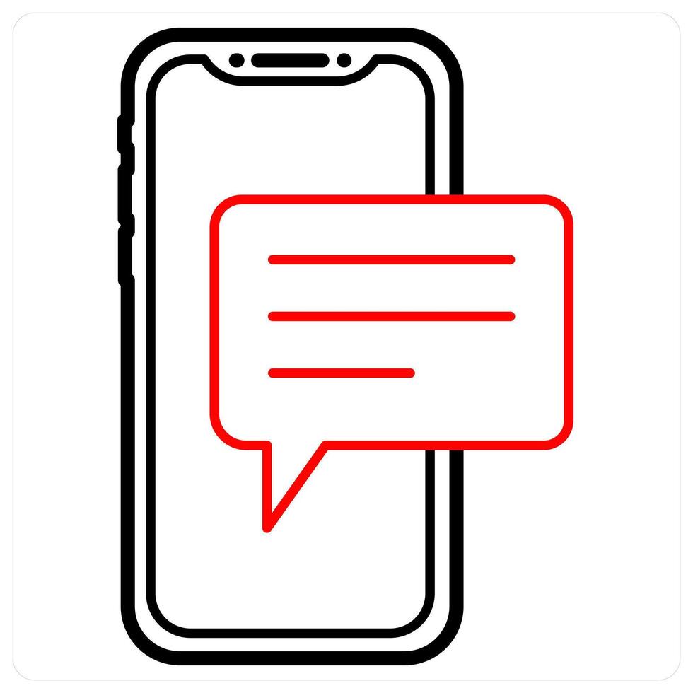 Mobile Chat icon concept in red line color vector