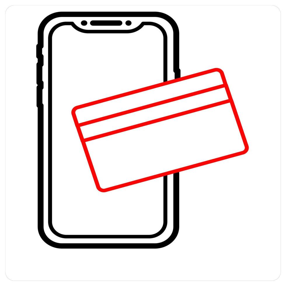 Mobile Payment icon concept in red line color vector
