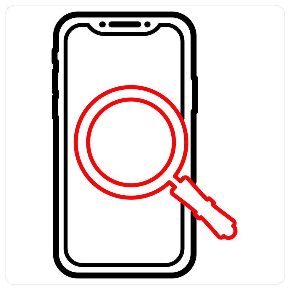 Mobile Search icon concept in red line color vector