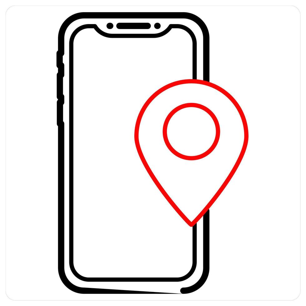 Mobile Navigation icon concept in red line color vector