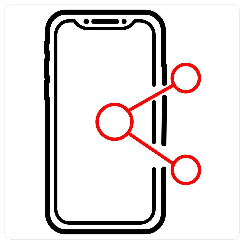 Mobile Share icon concept in red line color vector