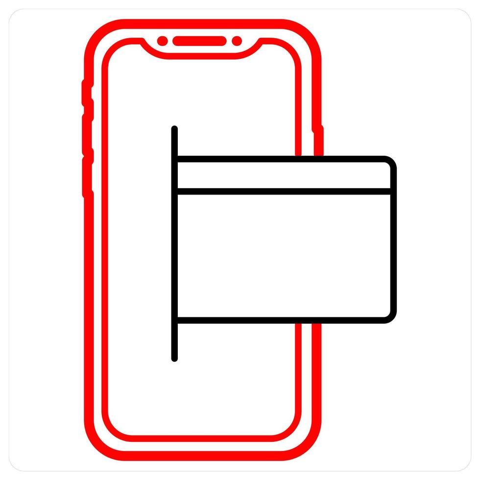 Mobile Payment icon in red line color vector