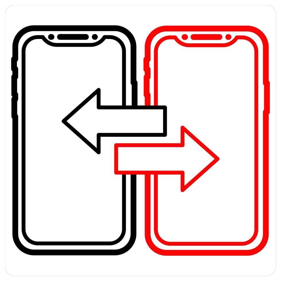 Mobile Transfer icon concept in red line color vector