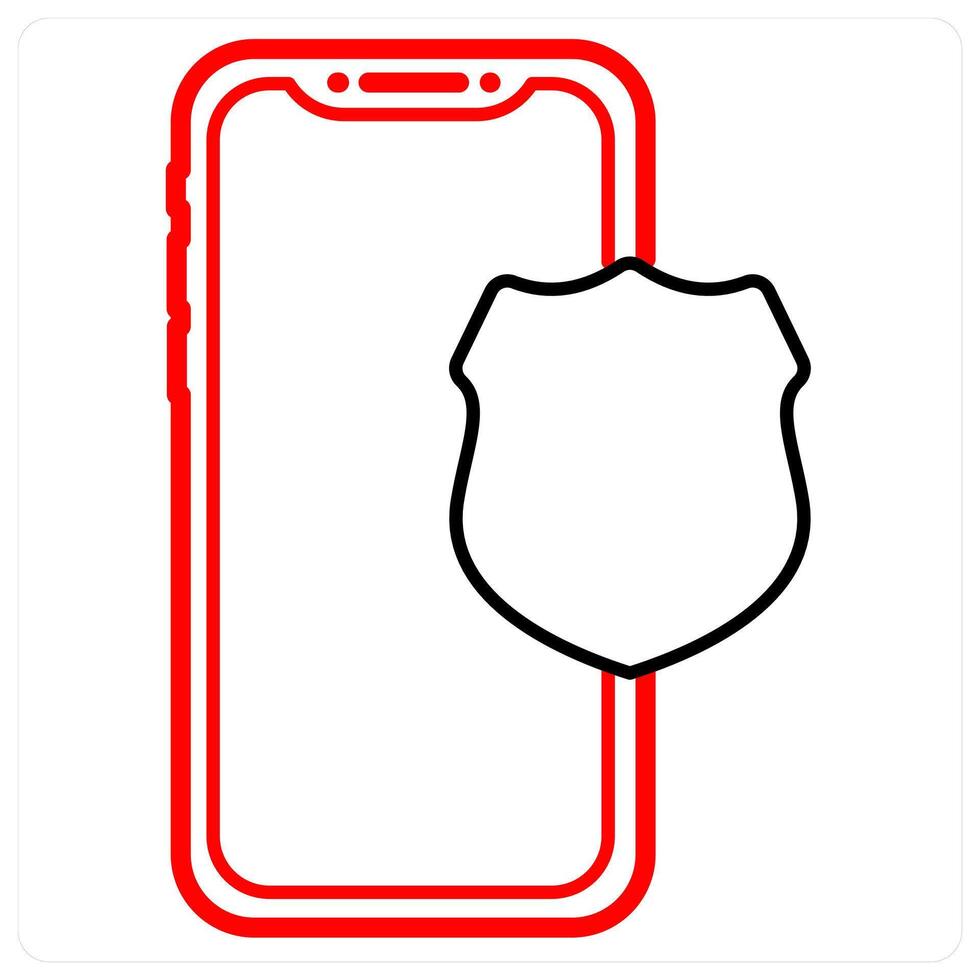 Mobile Security icon in red line color vector