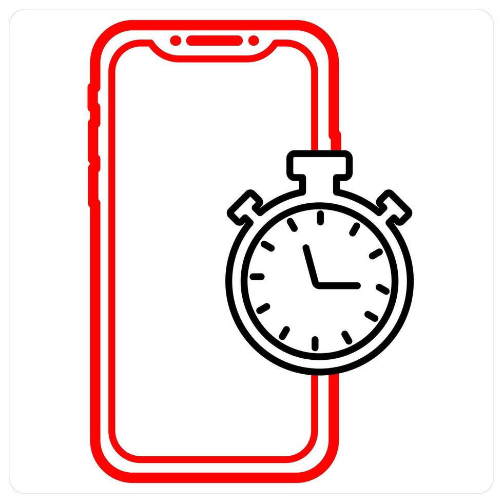 Mobile Watch icon concept in red line color vector