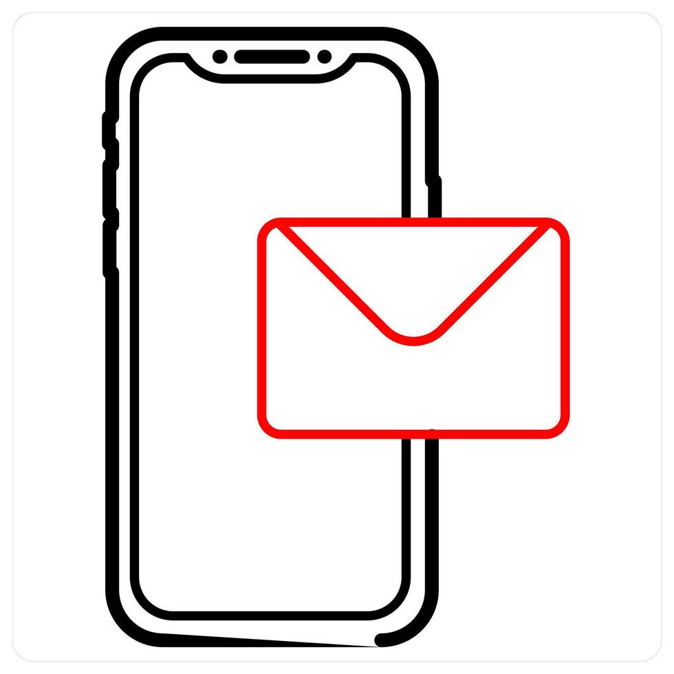 Mail and email icon concept in red line color vector