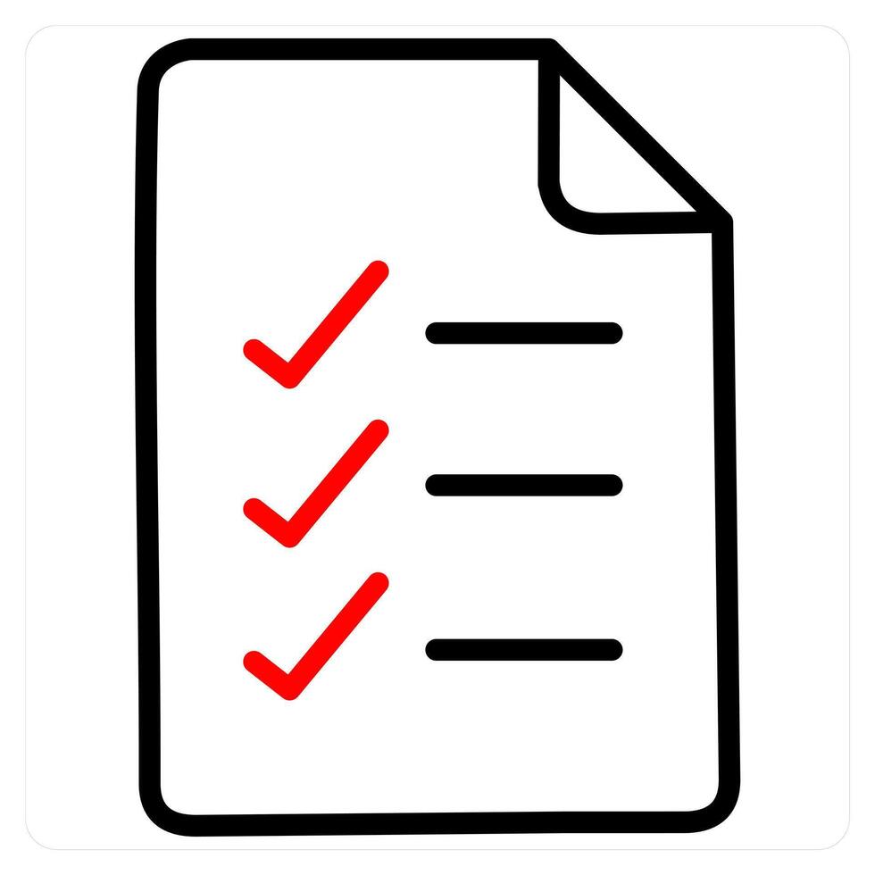 Done List icon concept in red line color vector
