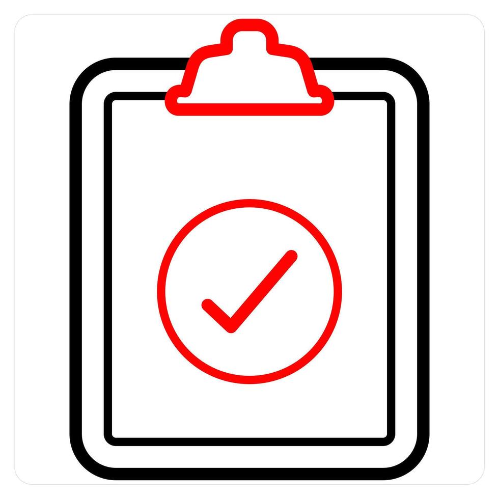 Clipboard icon concept in red line color vector