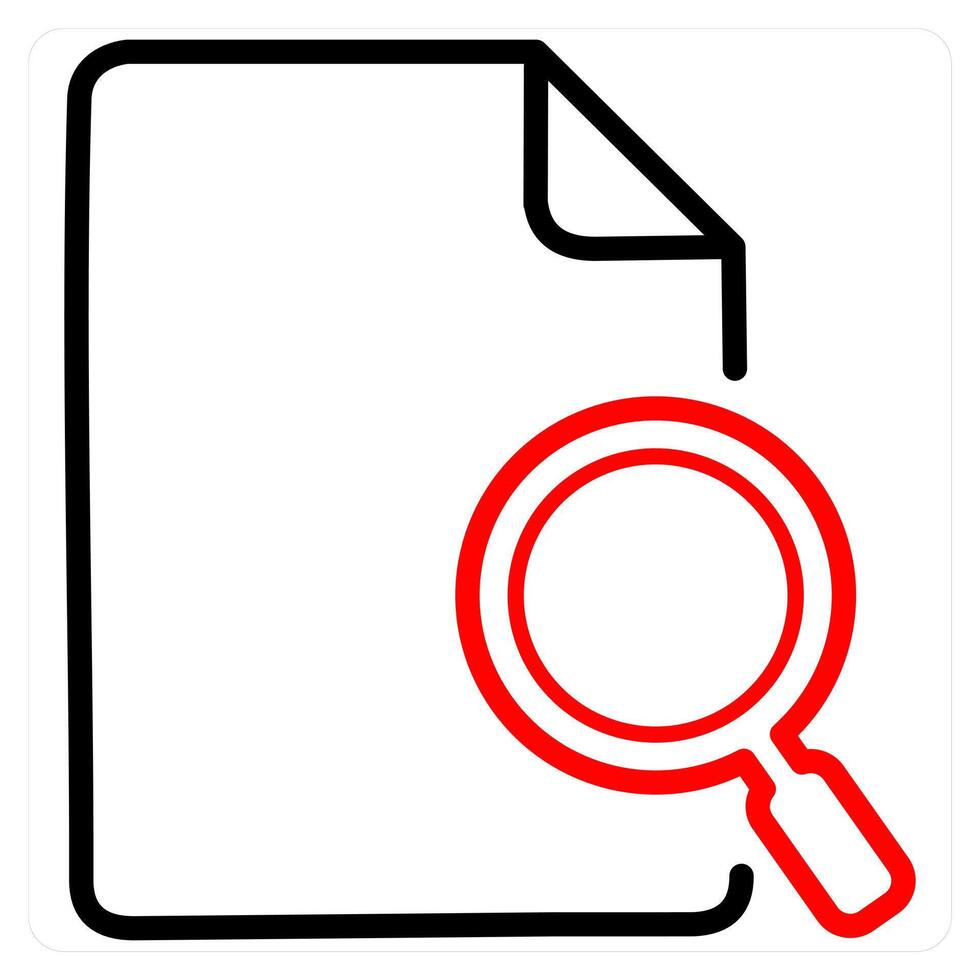 Search and find icon concept in red line color vector