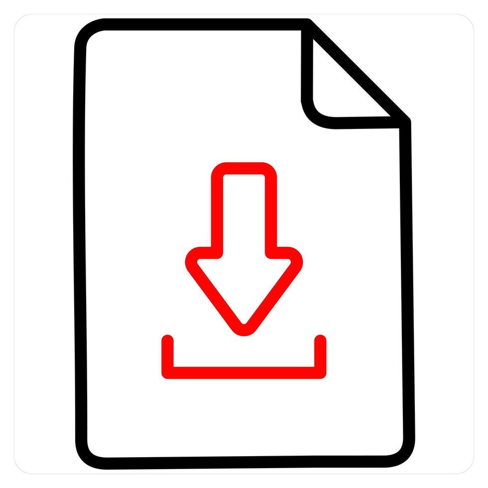 Download and down arrow icon concept in red line color vector