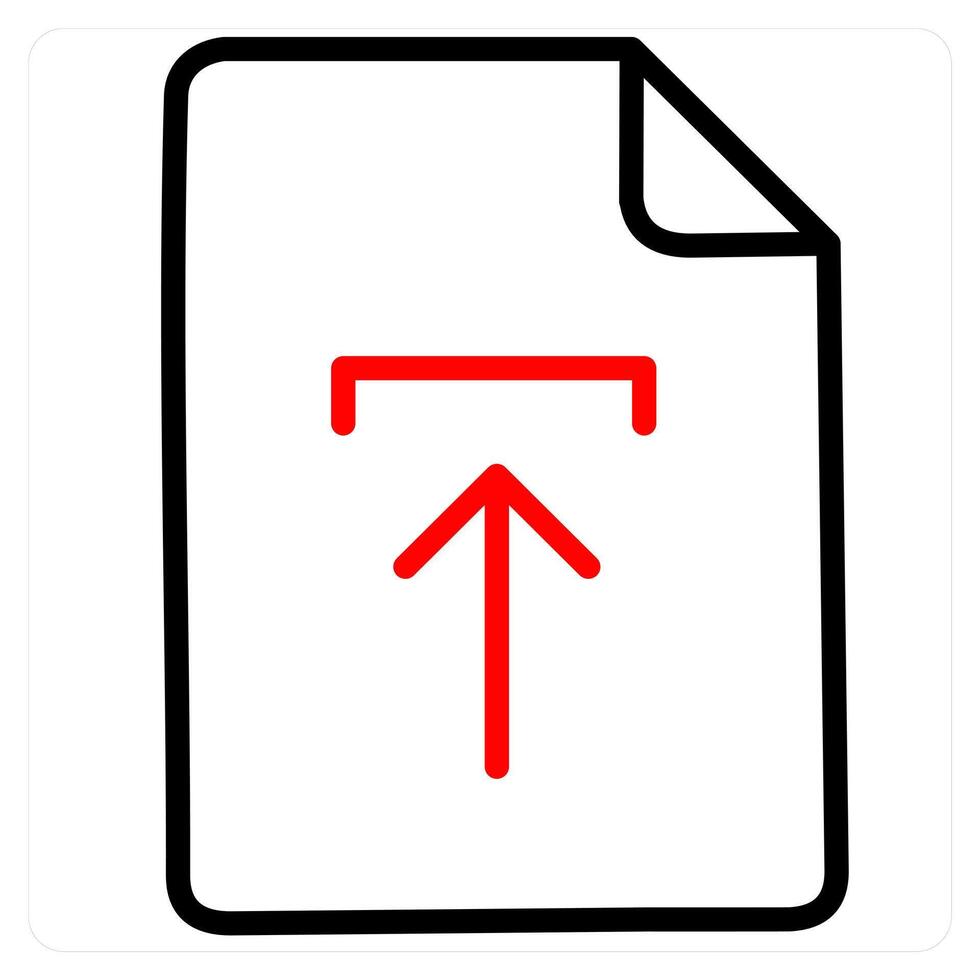 Upload and data icon concept in red line color vector