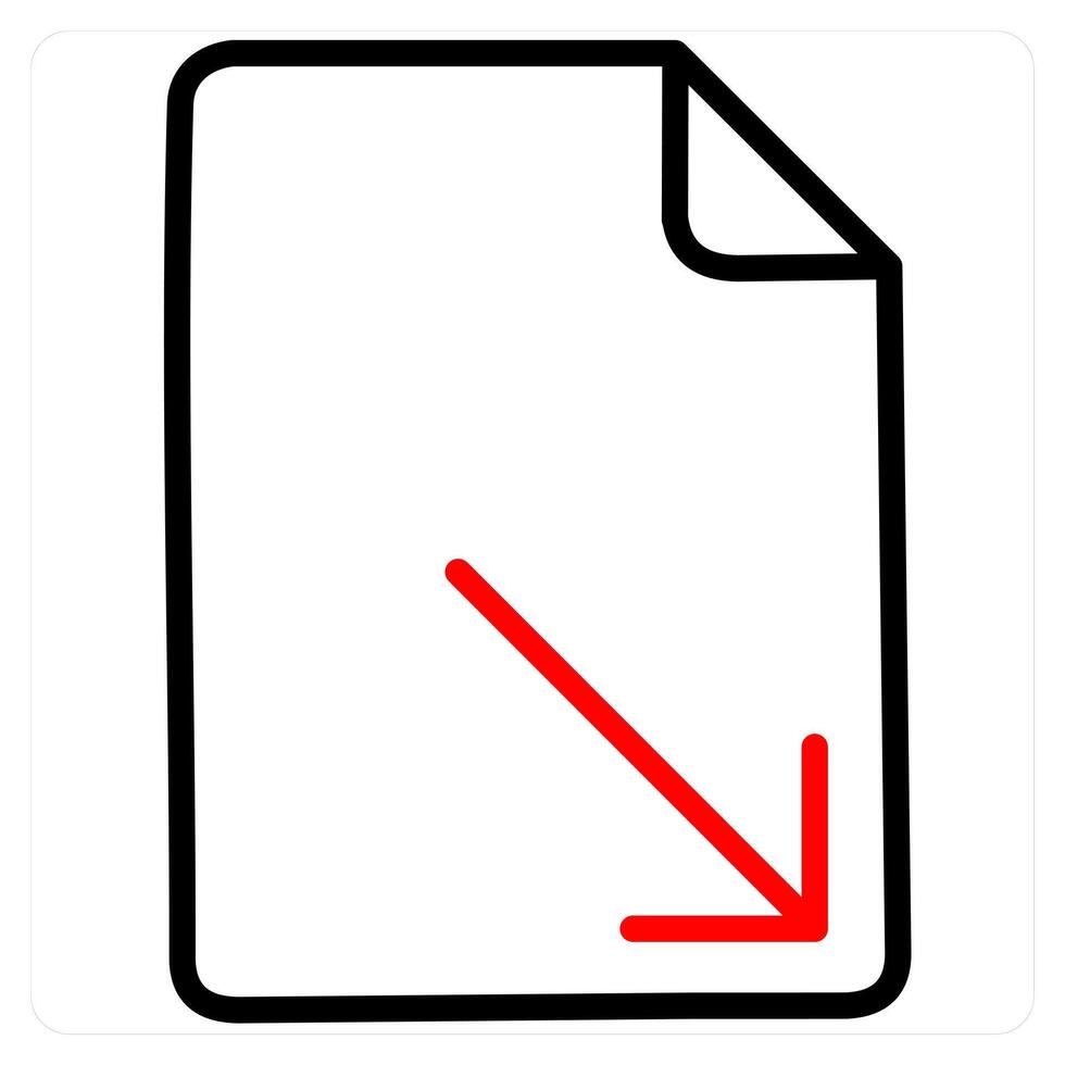 Download and arrow icon concept in red line color vector