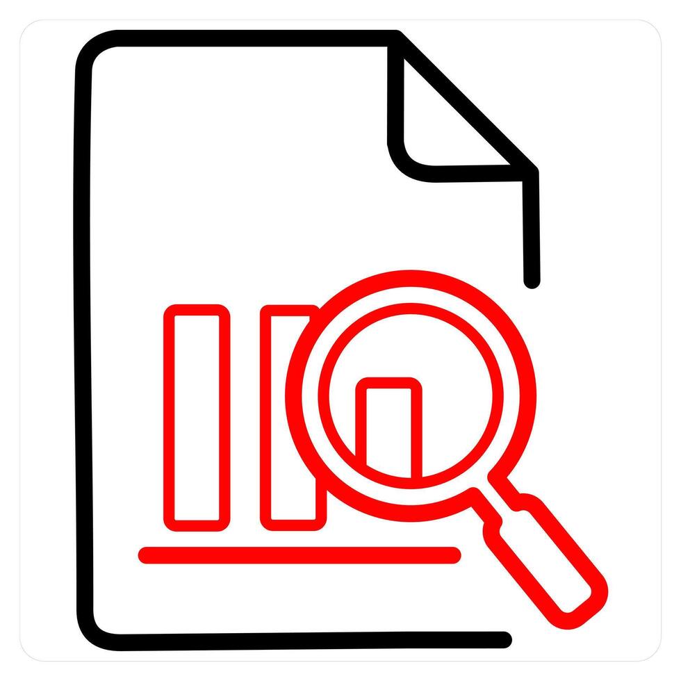 Data Search and search icon concept in red line color vector