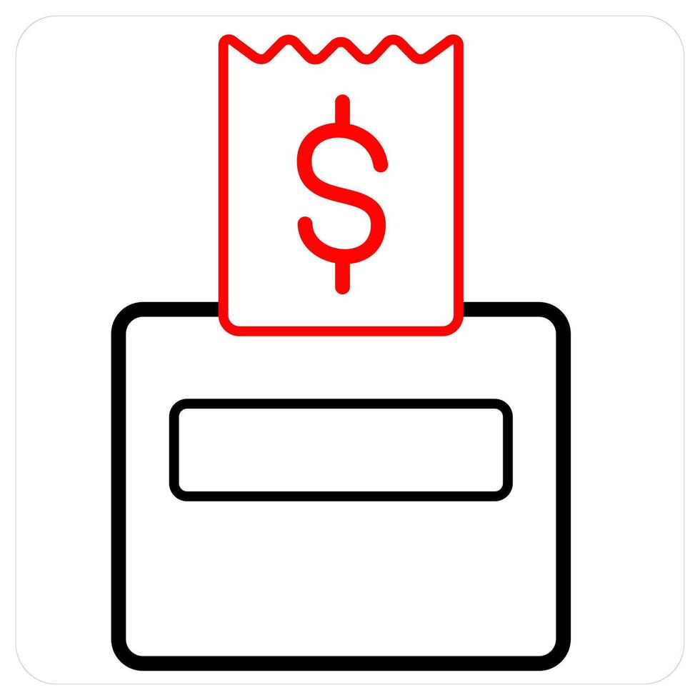 Bill Receipt icon concept in red line color vector