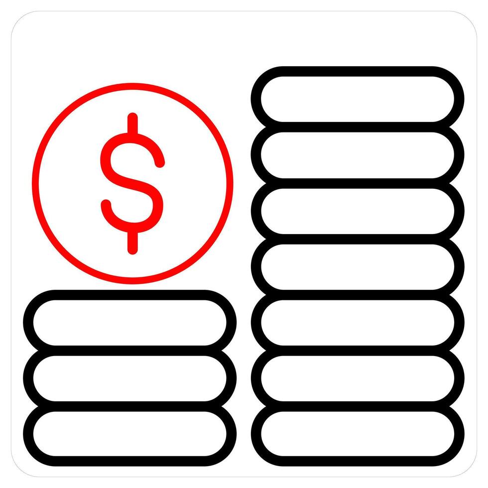 Growth and business icon concept in red line color vector