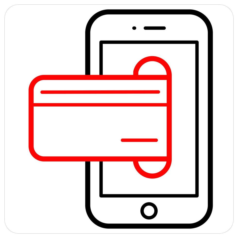 Debit Card and payment icon concept in red line color vector