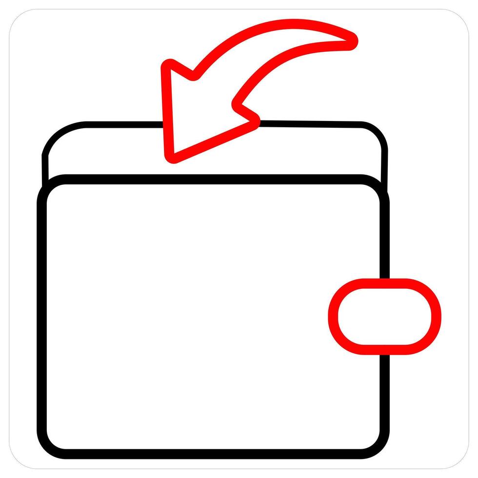 Income and cashback icon concept in red line color vector