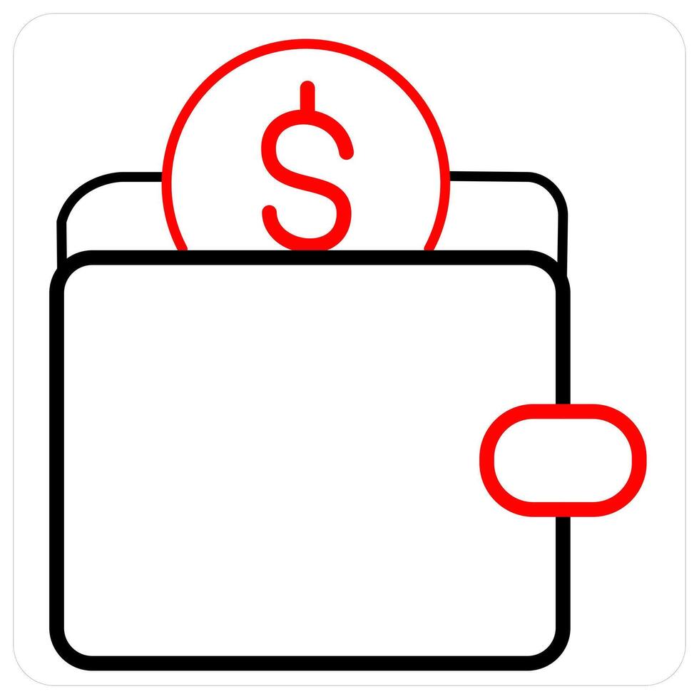 Savings and money icon concept in red line color vector