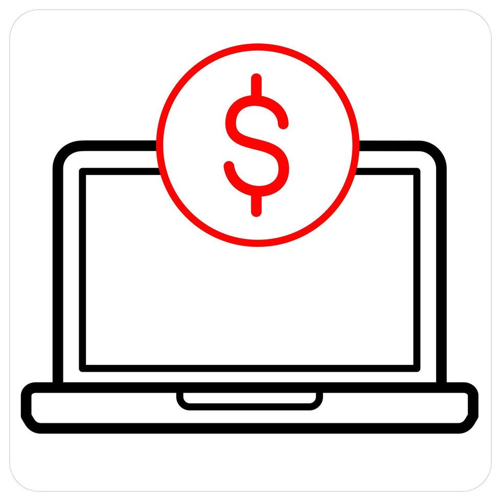 Online Payment and digital money icon concept in red line color vector