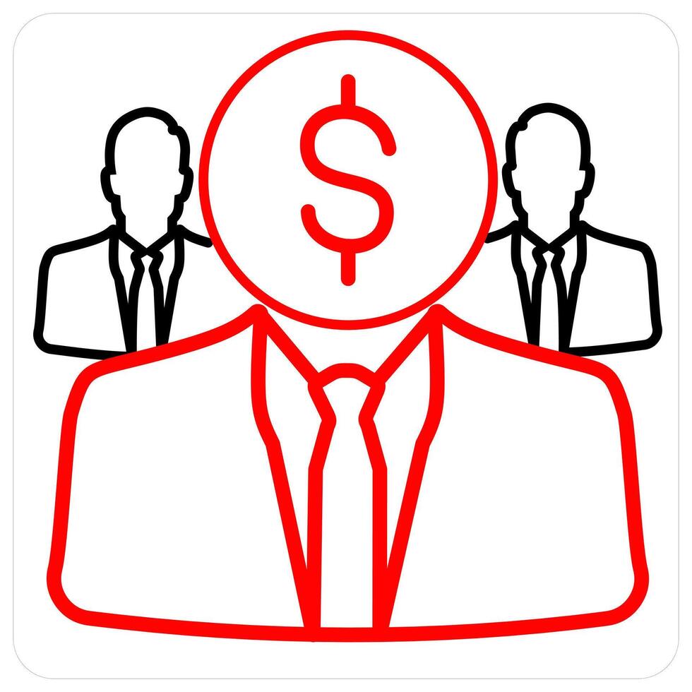 Investor and share icon concept in red line color vector