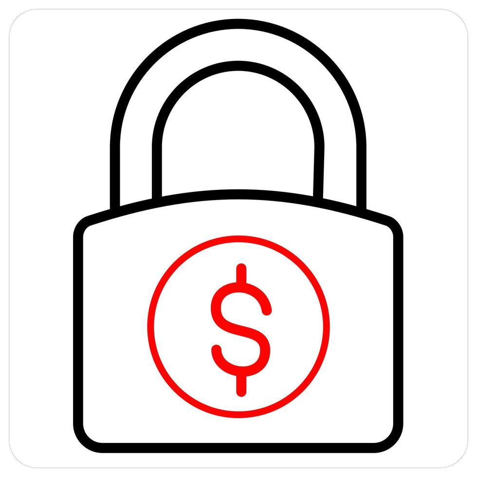 Security and asset icon concept in red line color vector