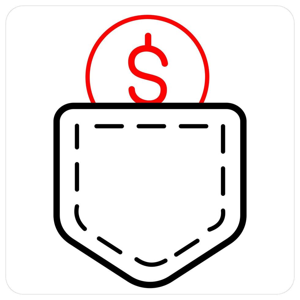 Commission and money icon concept in red line color vector