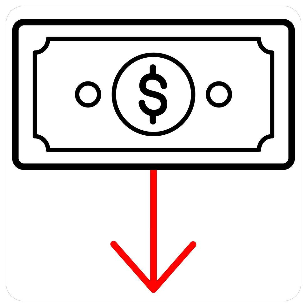 Receive Money and receive payment icon concept in red line color vector