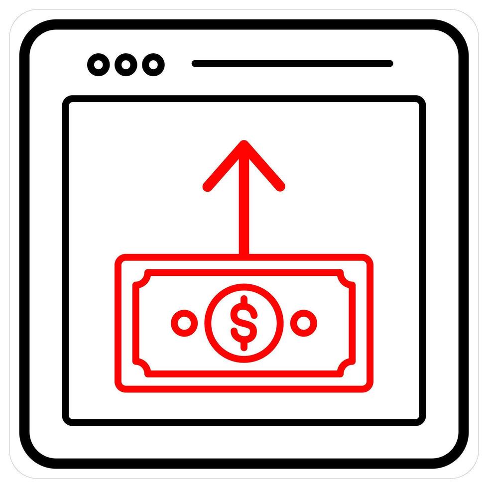 Online Payment and money icon concept in red line color vector