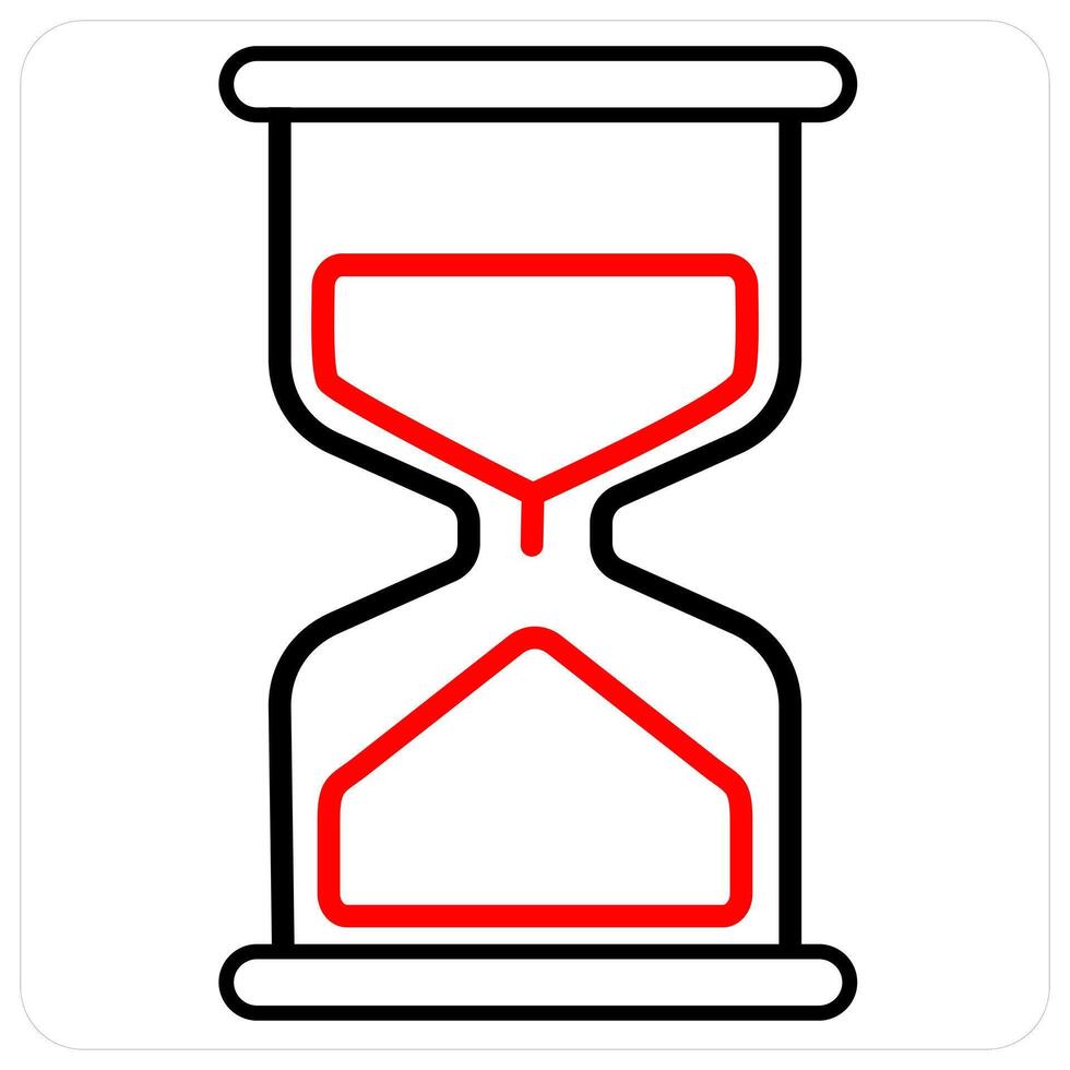 Hourglass and sandglass icon concept in red line color vector