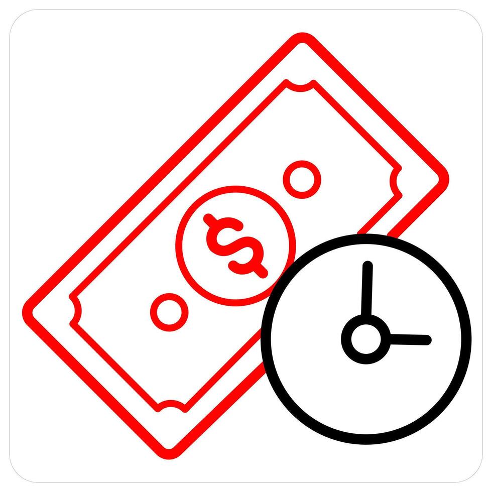 Time Is Money in red line color vector