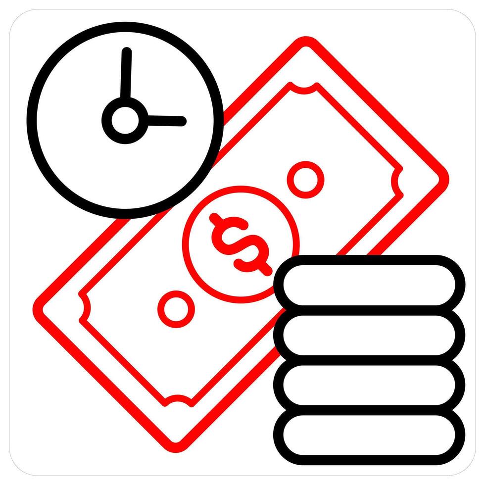 Time Is Money concept in red line color vector