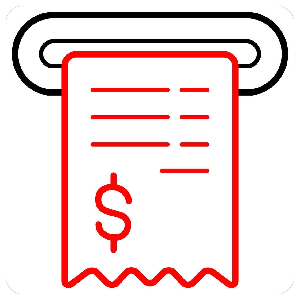 Receipt and bill icon concept in red line color vector