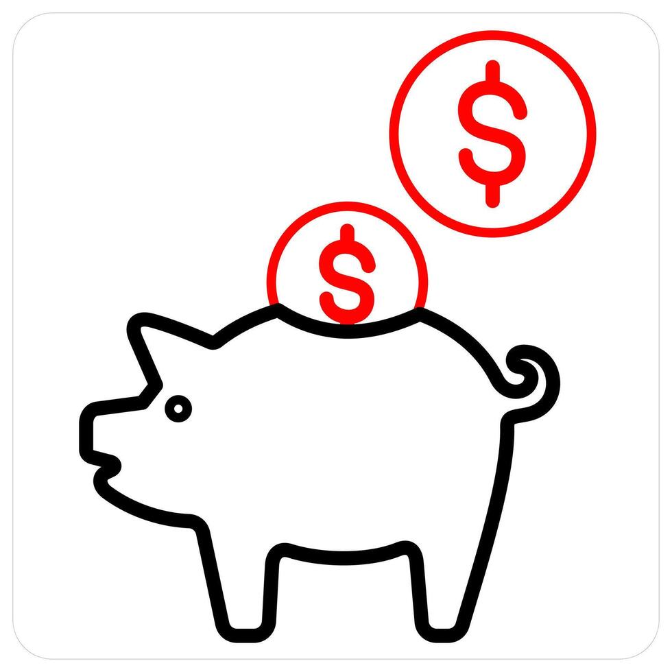 Savings icon concept in red line color vector