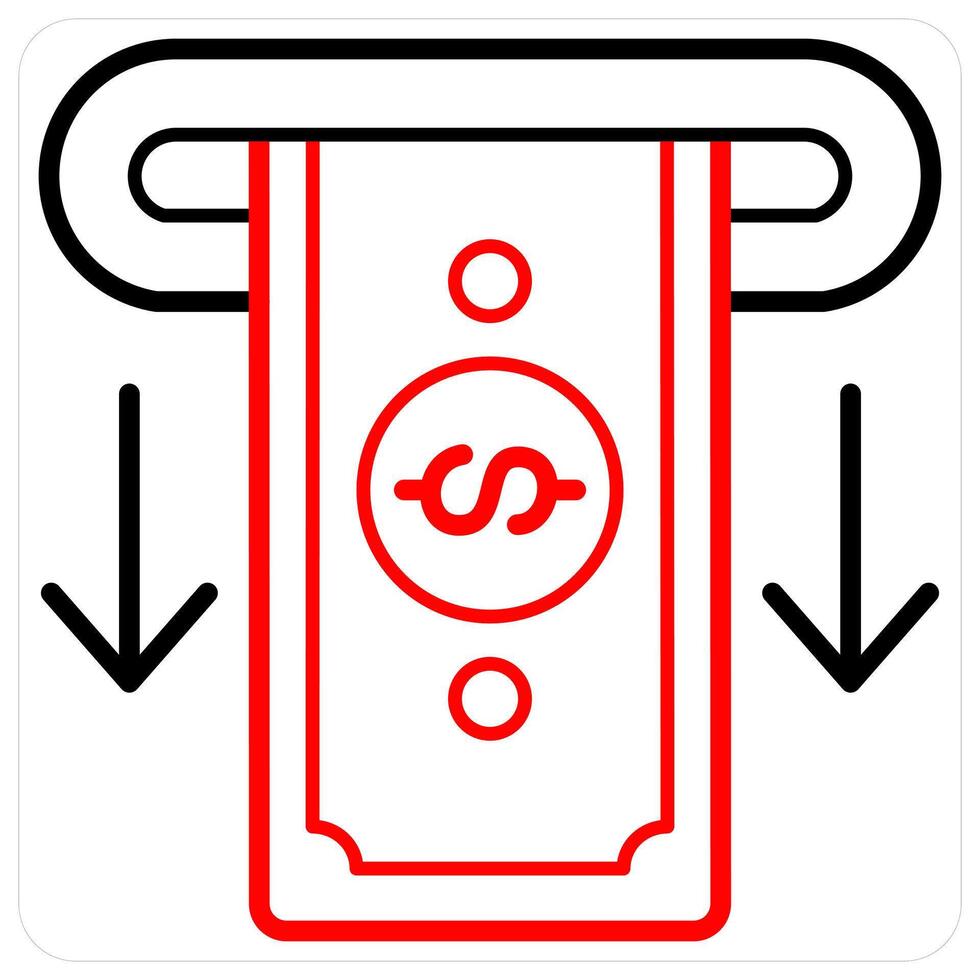 Withdraw Money and atm card concept in red line color vector