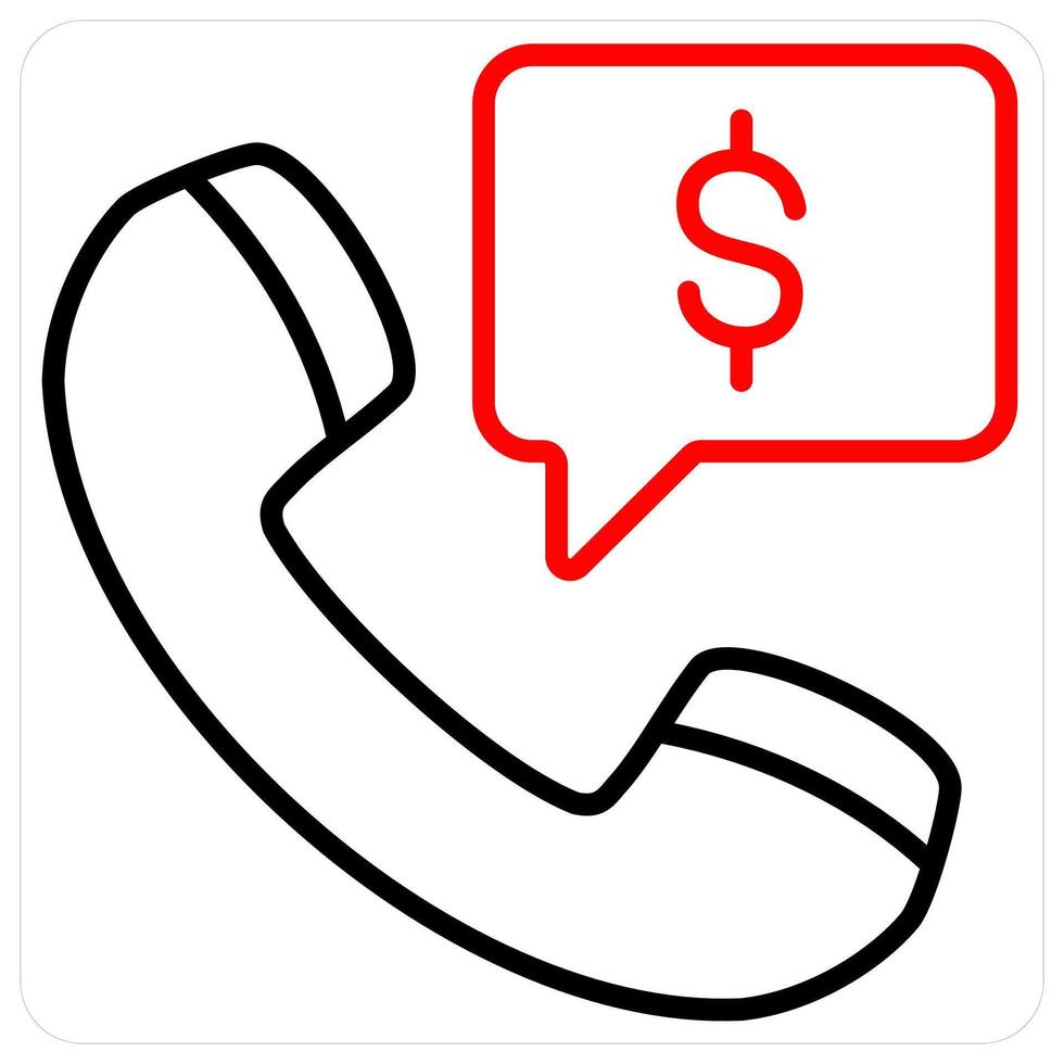 Finance Call and communication icon concept in red line color vector